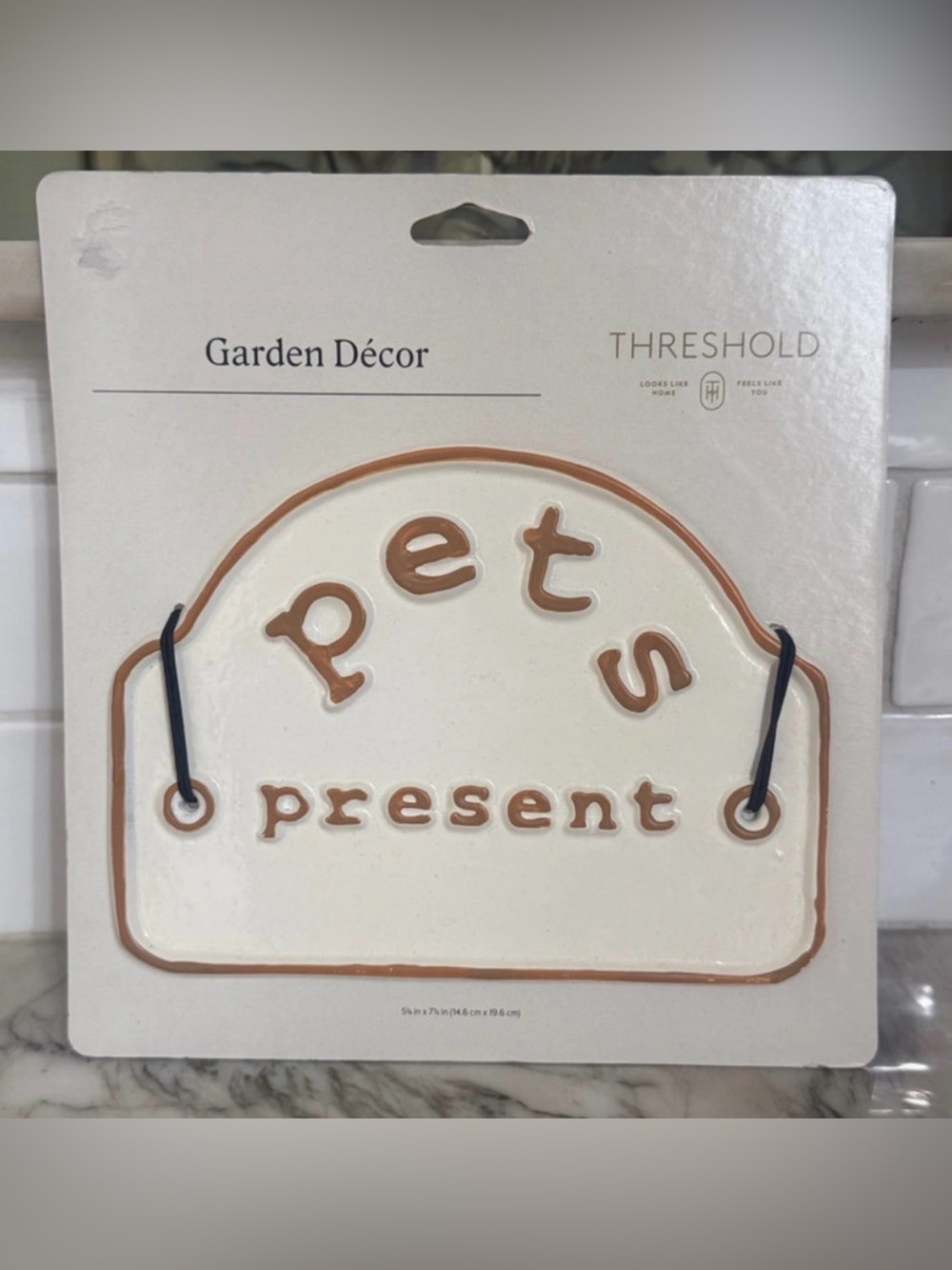 Threshold Cream and Tan 'Pets Present' Metal  Wall Sign